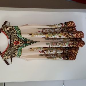 Vintage silk dress with gem details 29in from front collar to bottom hem